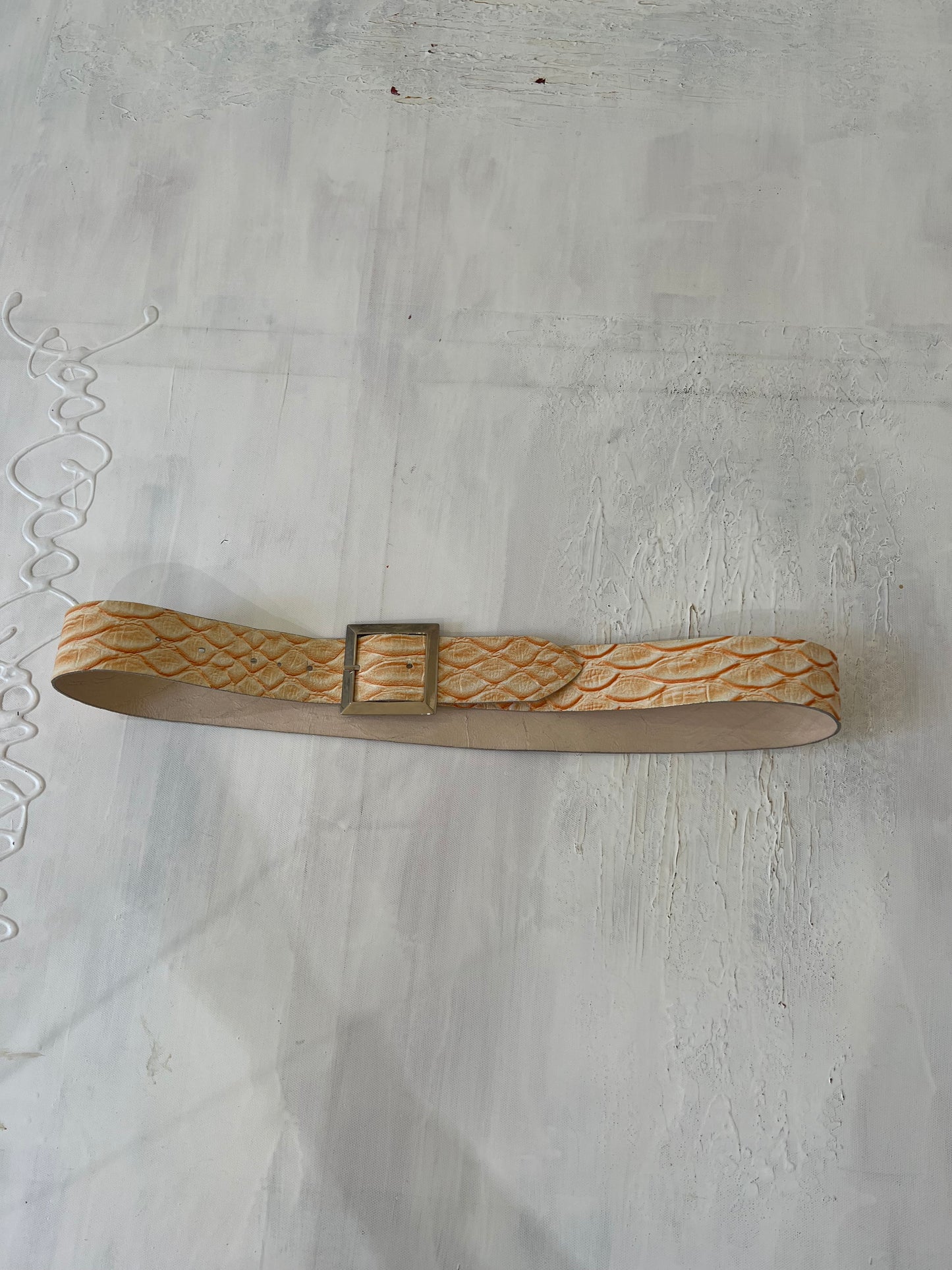 aquamarine drop | one size orange and beige belt