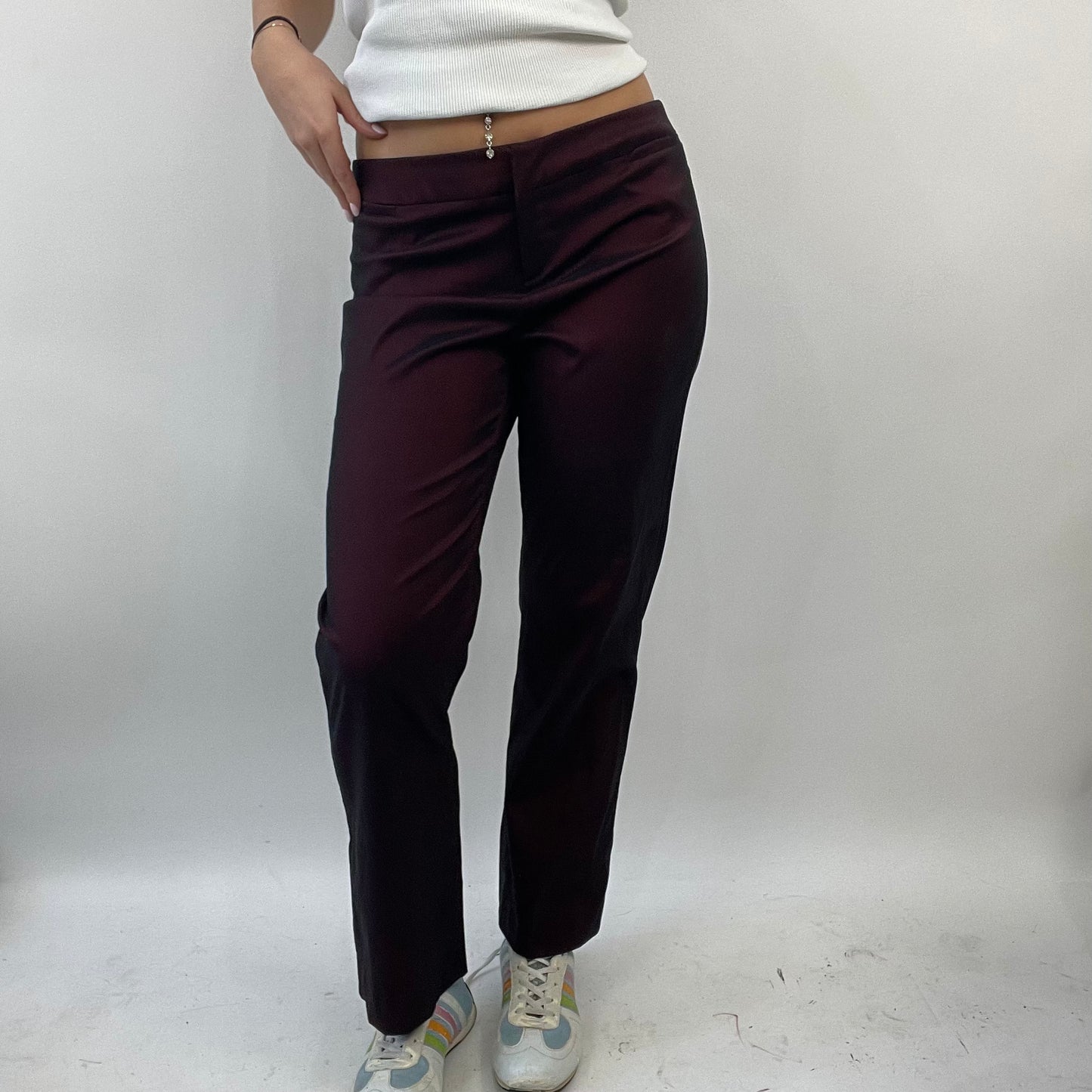 FUTURECORE DROP | small red old label new look metallic suit trousers