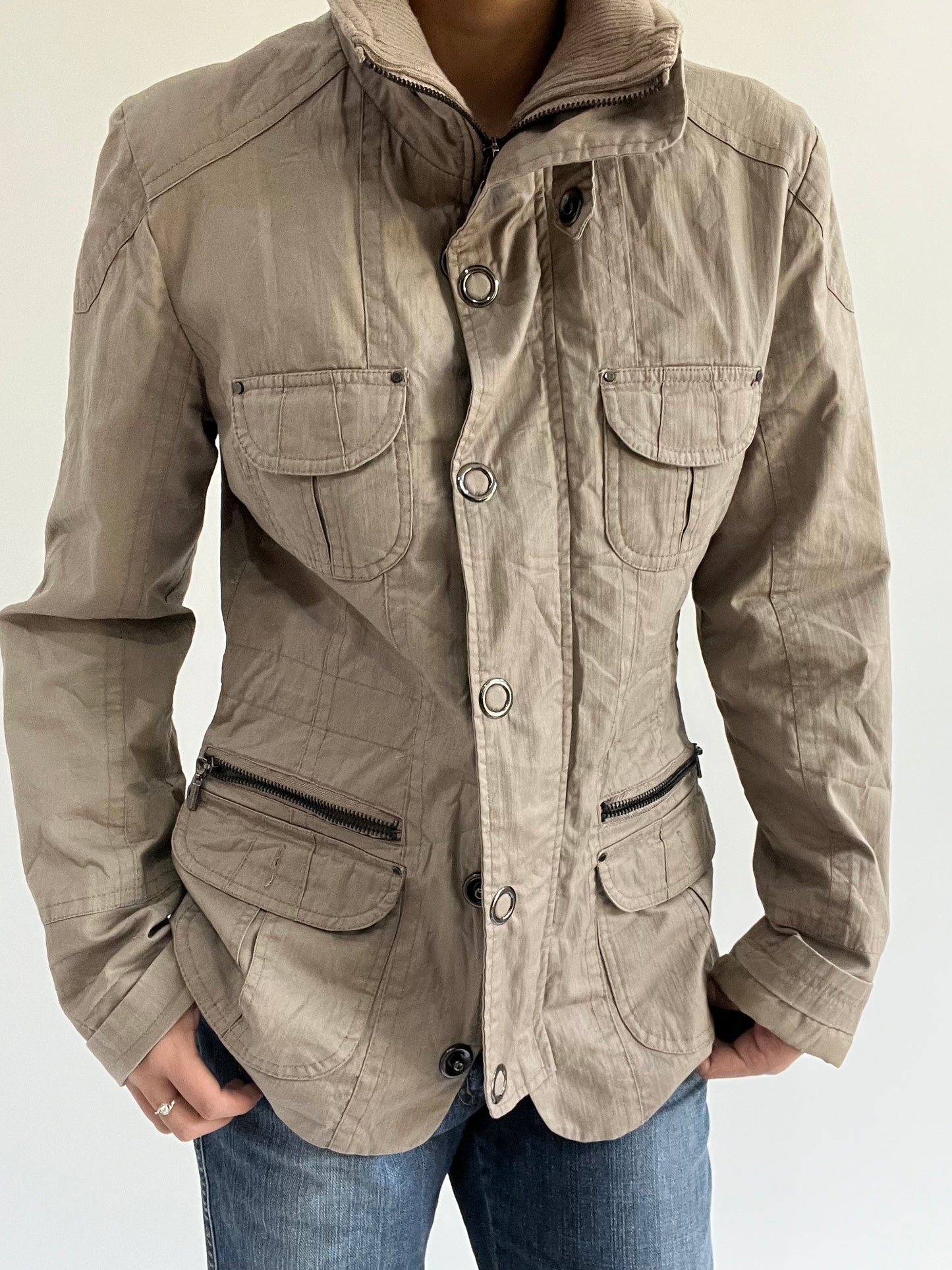 autumn picks | small khaki cargo jacket with button detail