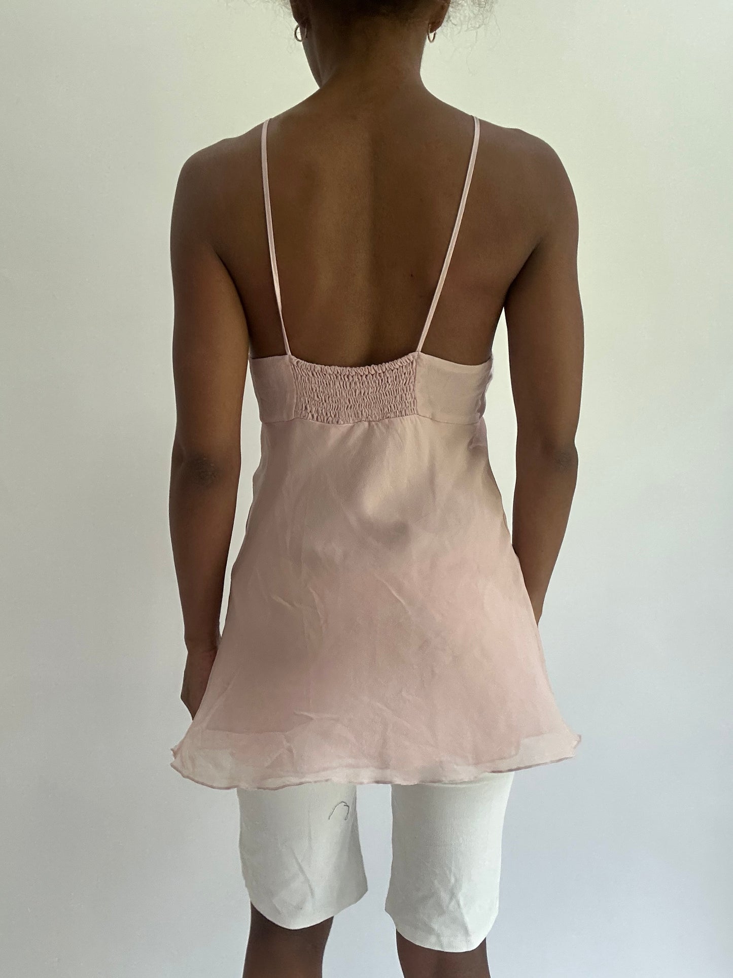 olivia rodrigo drop | small pink mesh overlay halterneck top