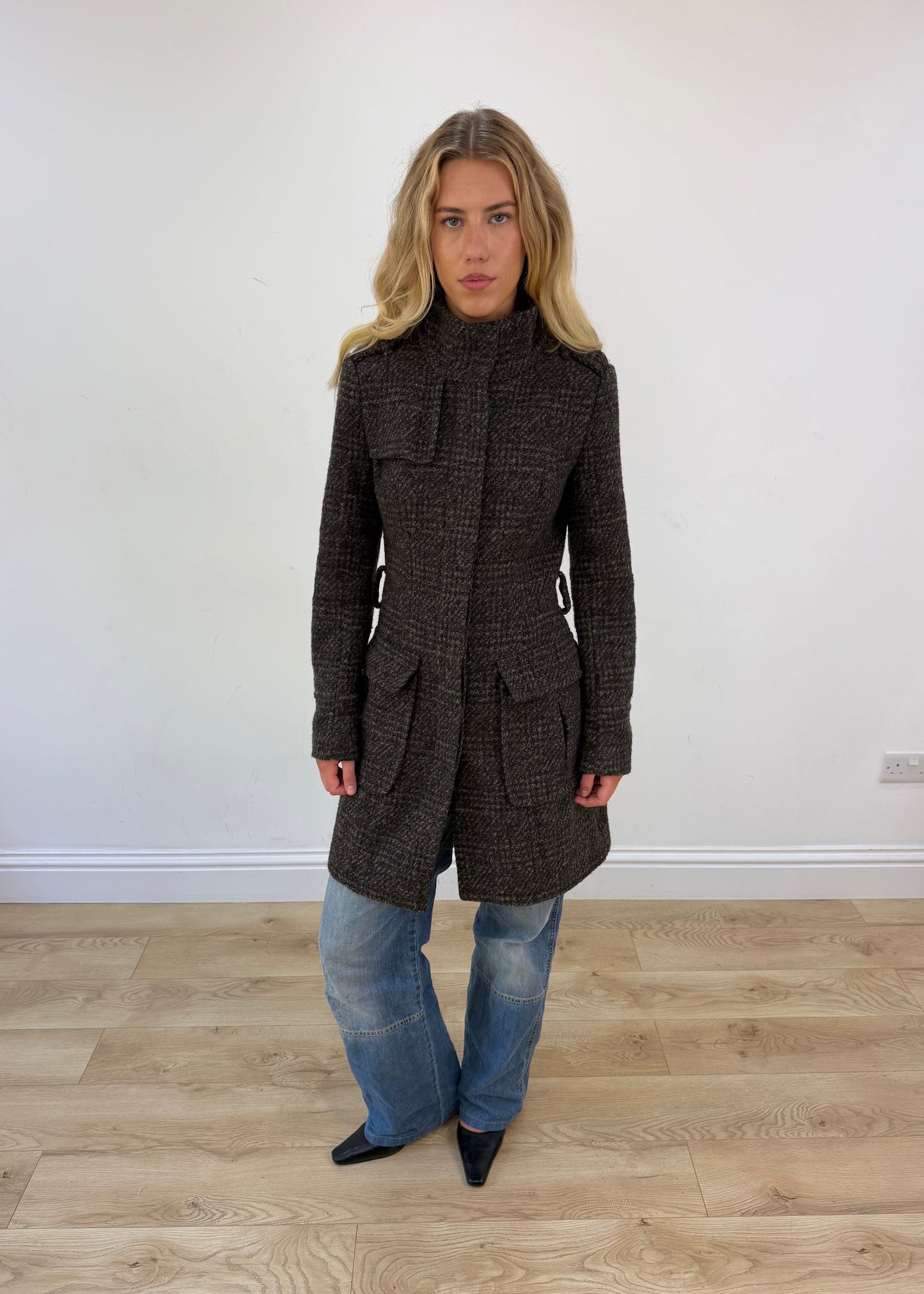 medium orsay brown plaid jacket