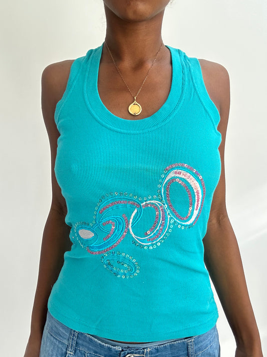 summermaxxing drop | small blue tank top with sequin detail