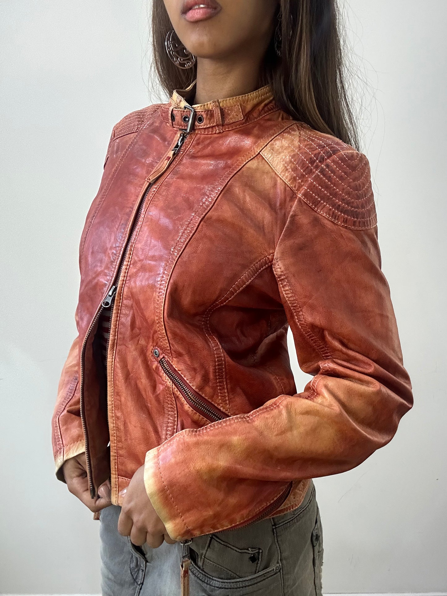 2016 edit | small pink leather dual zip jacket