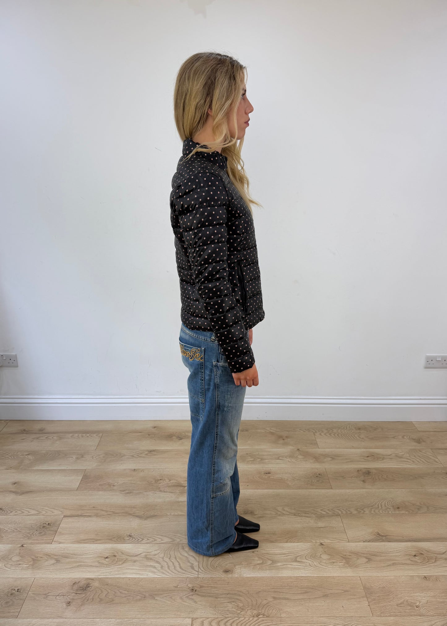 small polka dot puffer jacket