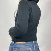💚 💻 HAILEY BIEBER DROP | small black knit cardigan with fur collar