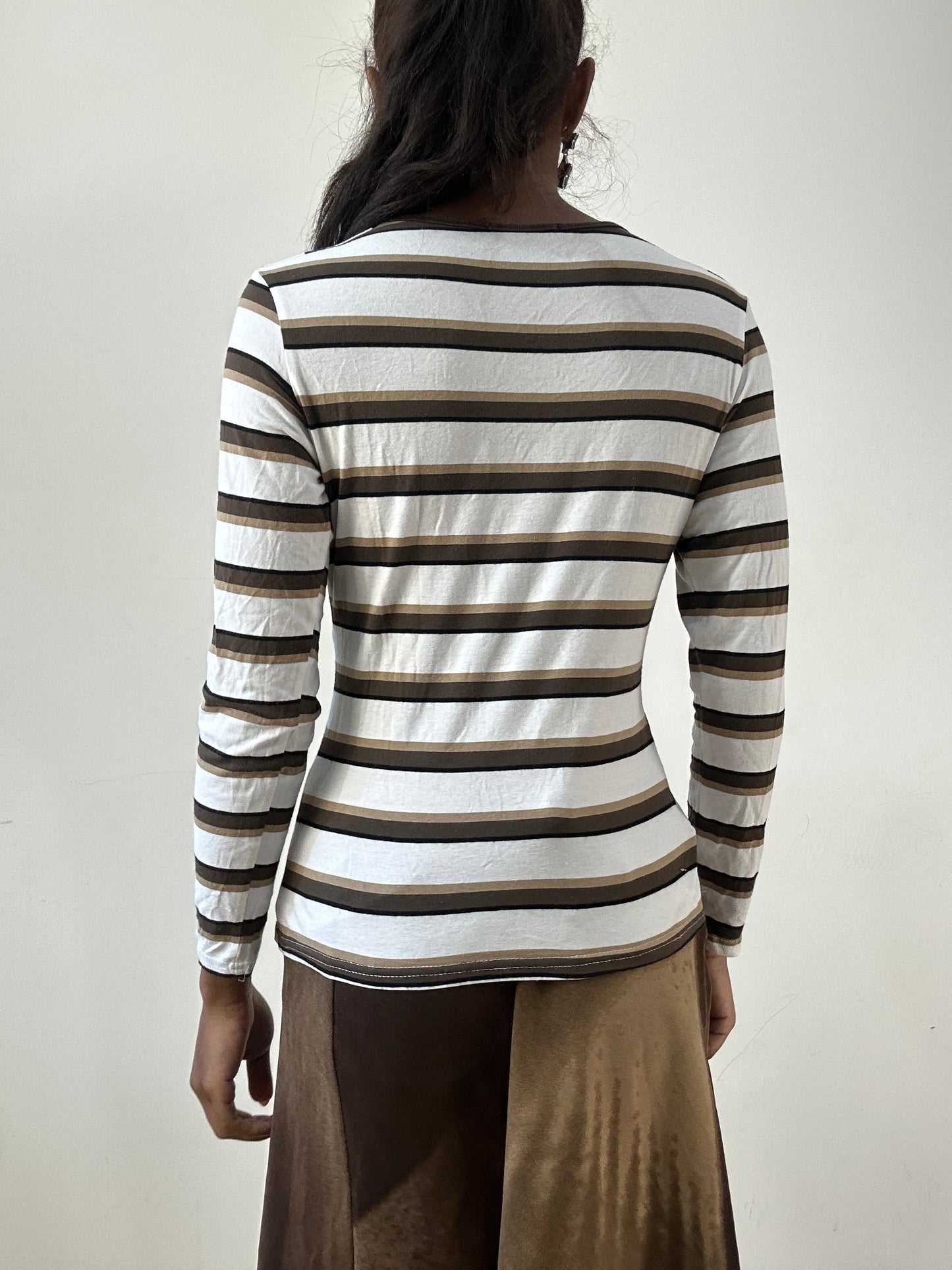 BEST PICKS | medium white and brown striped long sleeve top