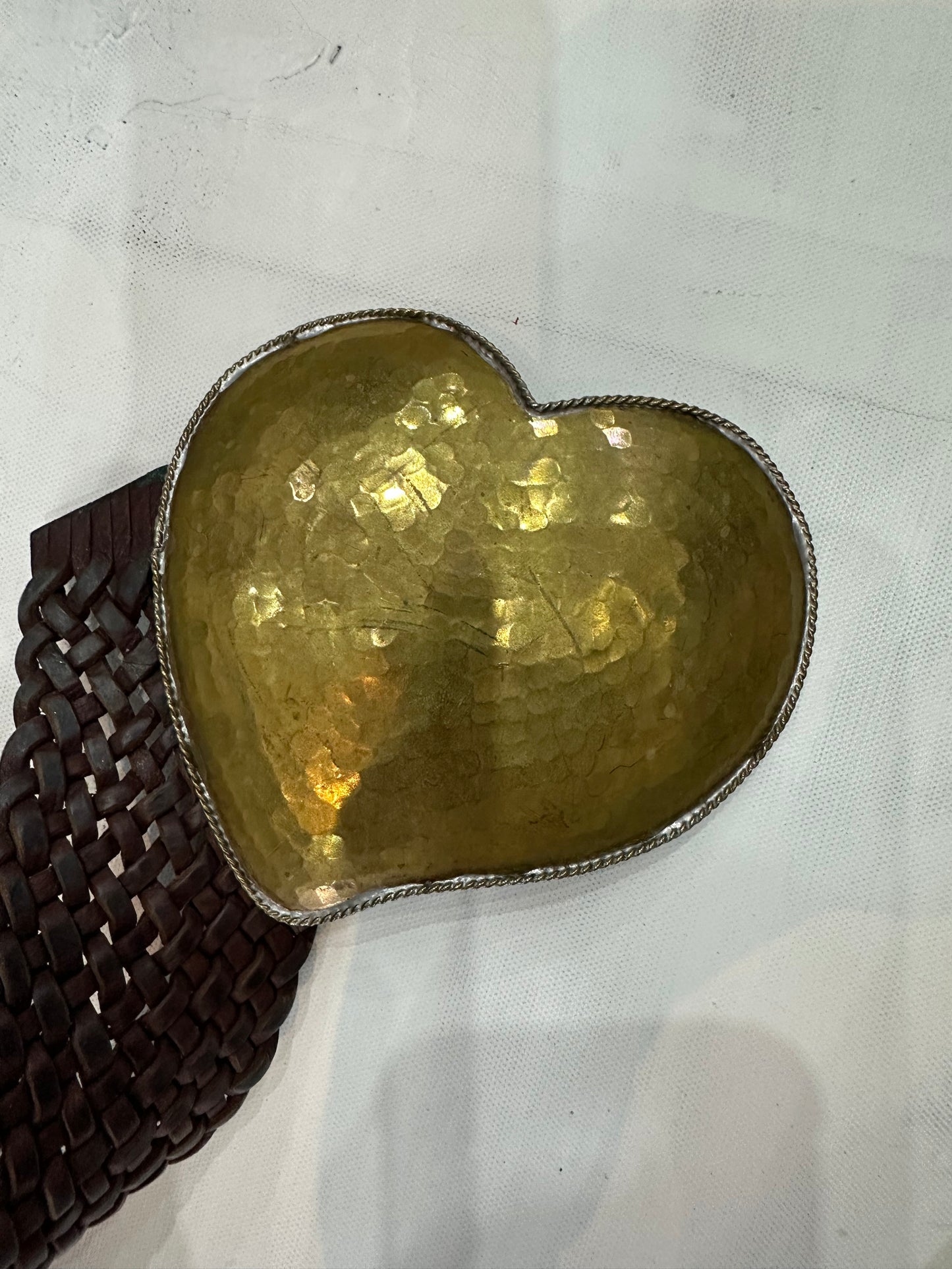 vintage edit thirty-four | oversized brown woven belt with heart buckle