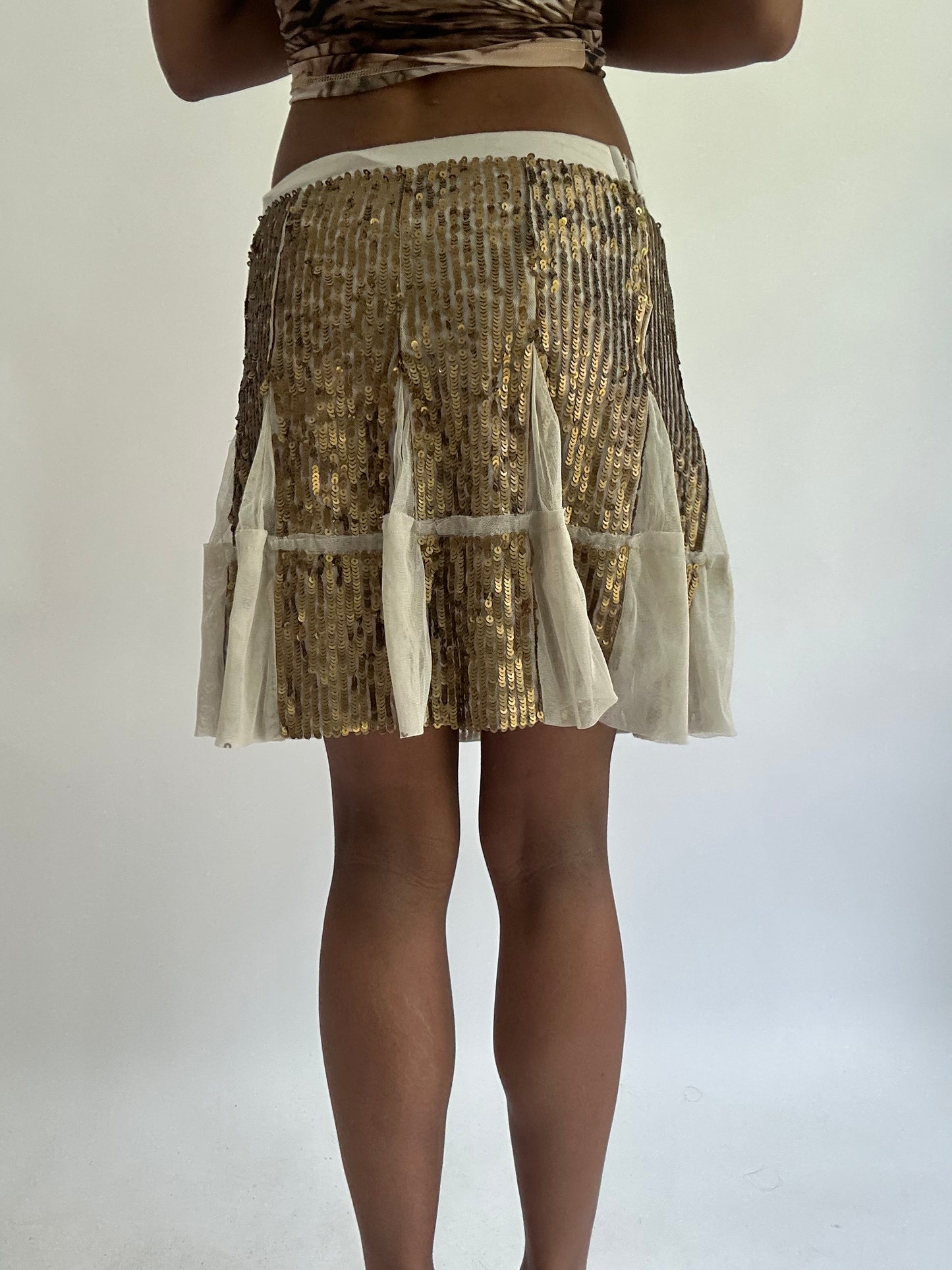 olivia rodrigo drop | small cream sisley sequin midi skirt