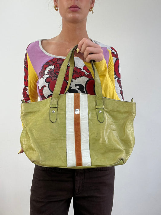 vintage edit eleven | green and orange striped shoulder bag