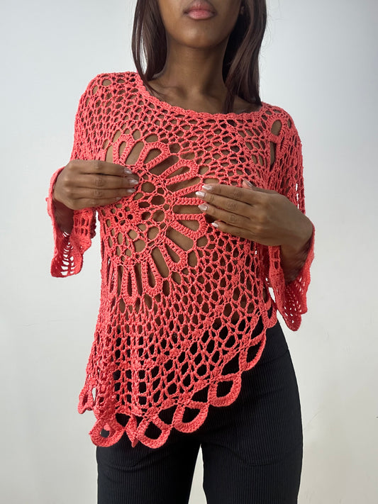 BEST PICKS | medium coral pink crotchet long sleeve top