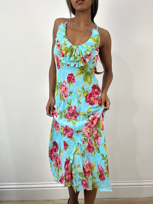 BEST PICKS | small blue mesh overlay maxi dress