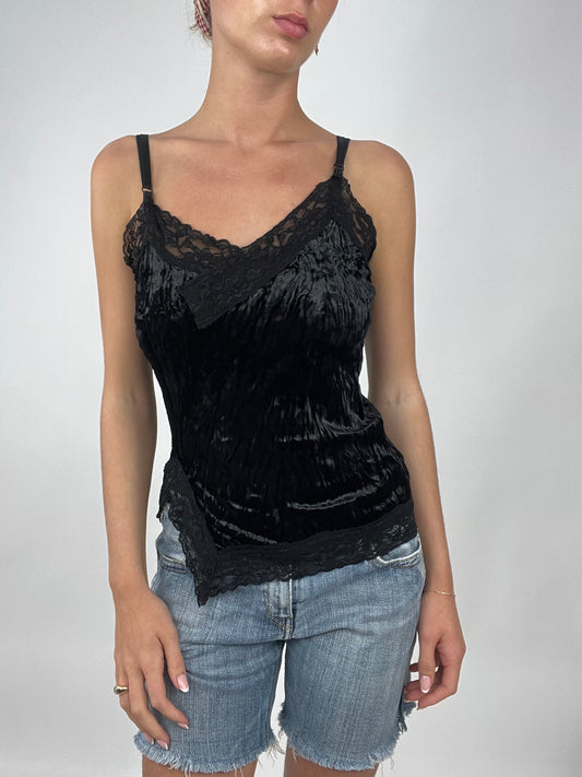 💚 TAYLOR SWIFT DROP | small black velour cami with lace trim