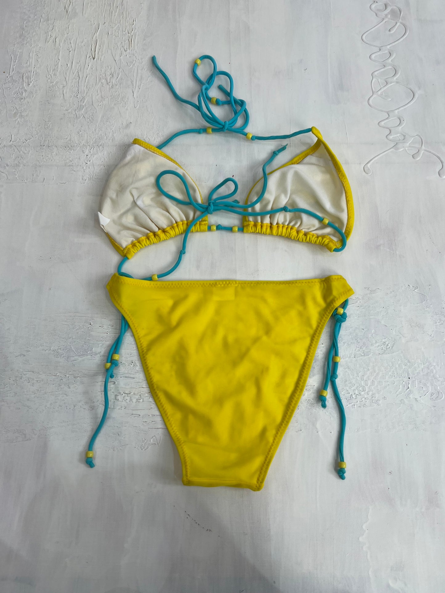 vintage edit twenty eight | small yellow and blue bikini set with floral print