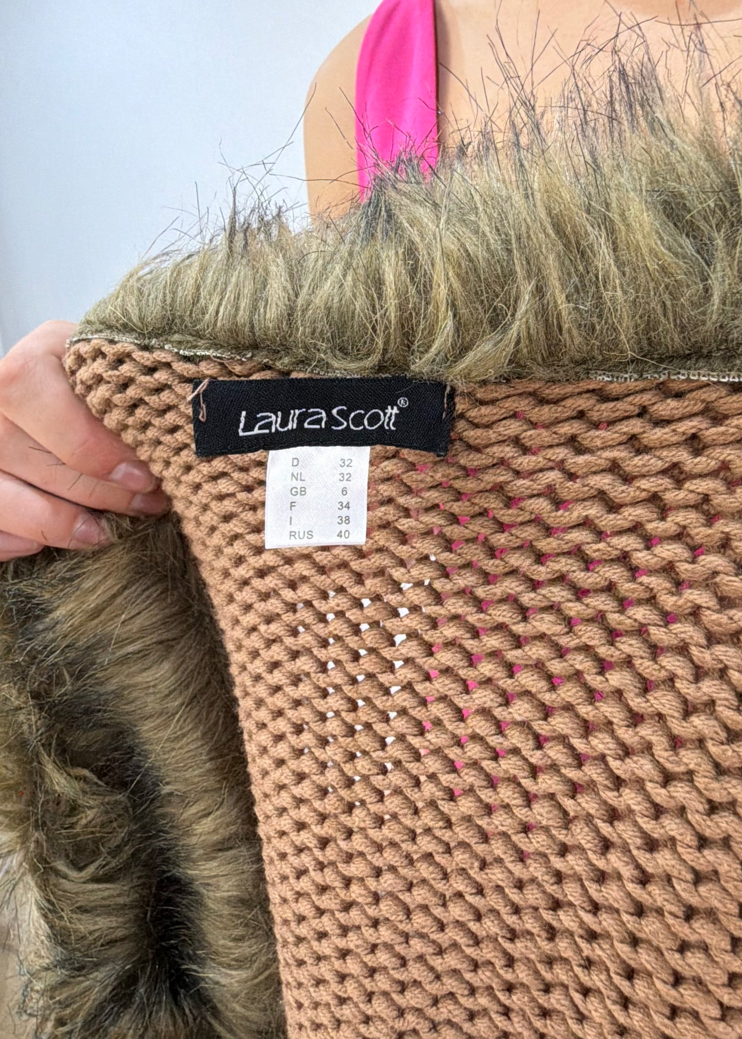 extra small brown laura scott faux fur gilet