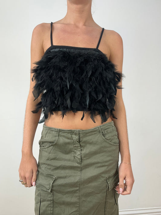 💻HALLOWEEN | small black feather cami