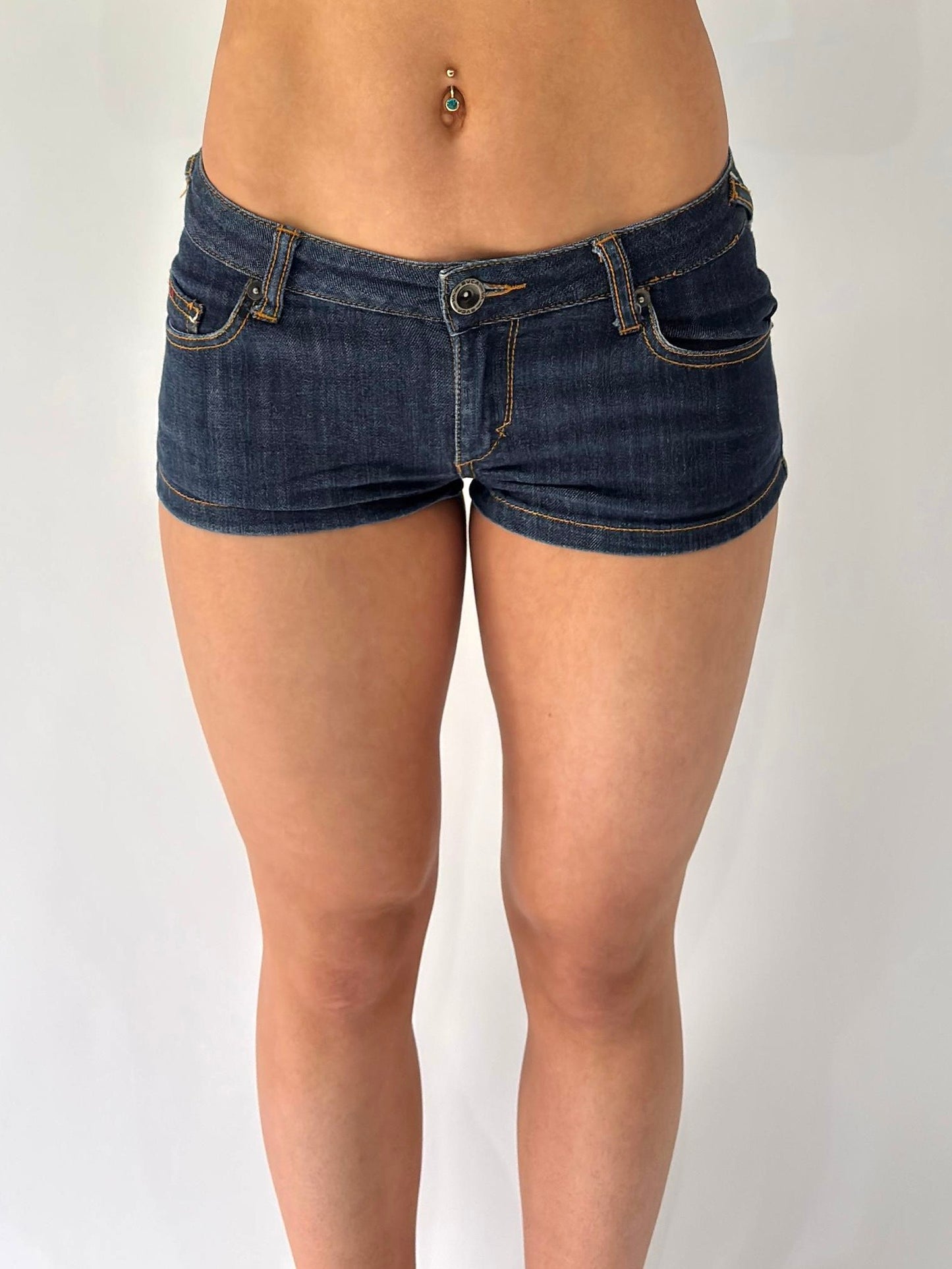 sailor drop | extra small blue denim micro shorts