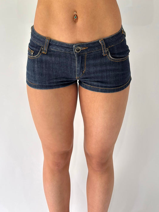 sailor drop | extra small blue denim micro shorts