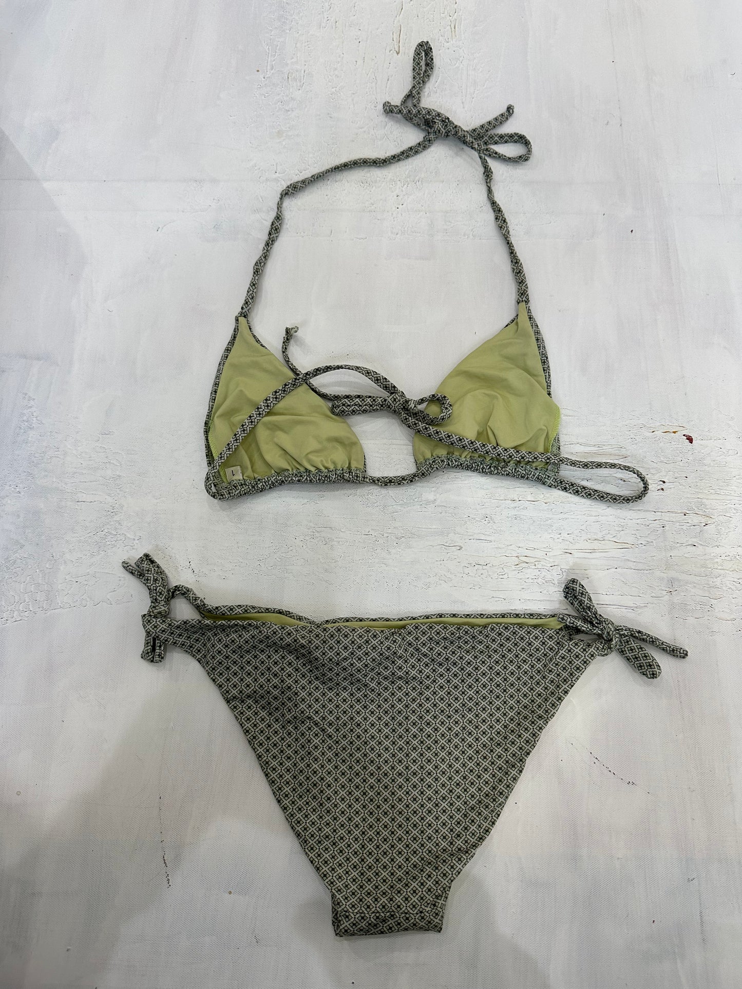 vintage edit twenty-one | medium green patterned sequin bikini set