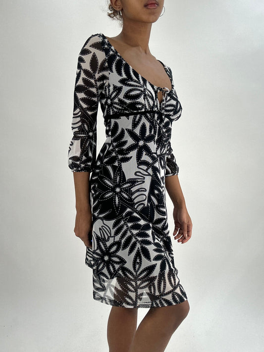 vintage edit thirty-five | small black and white jane norman midi dress