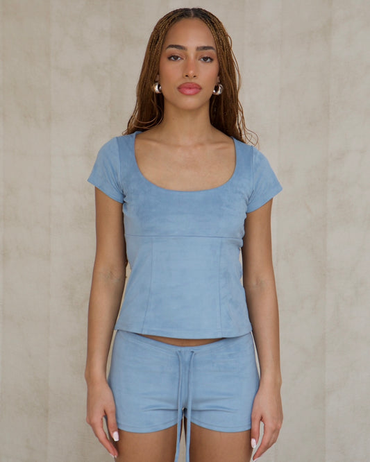 the solene shorts in baby blue
