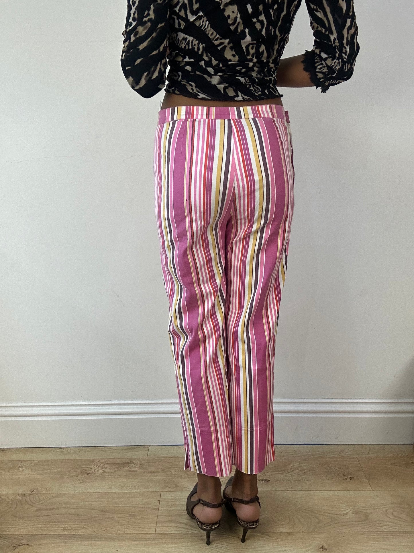 vintage edit eighteen | small pink and white stripy low waisted trousers