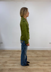 small old label zara green trench coat