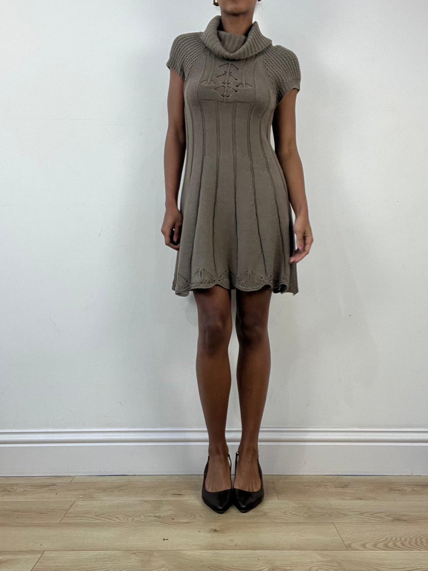 winter edit | small brown knit turtleneck mini dress