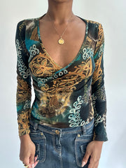summermaxxing drop | extra small blue patterned long sleeve top