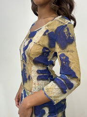 vintage edit: fashion week | small/medium blue mesh long sleeve top