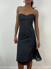 BEST PICKS | small black corset top with matching skirt in pinstripe