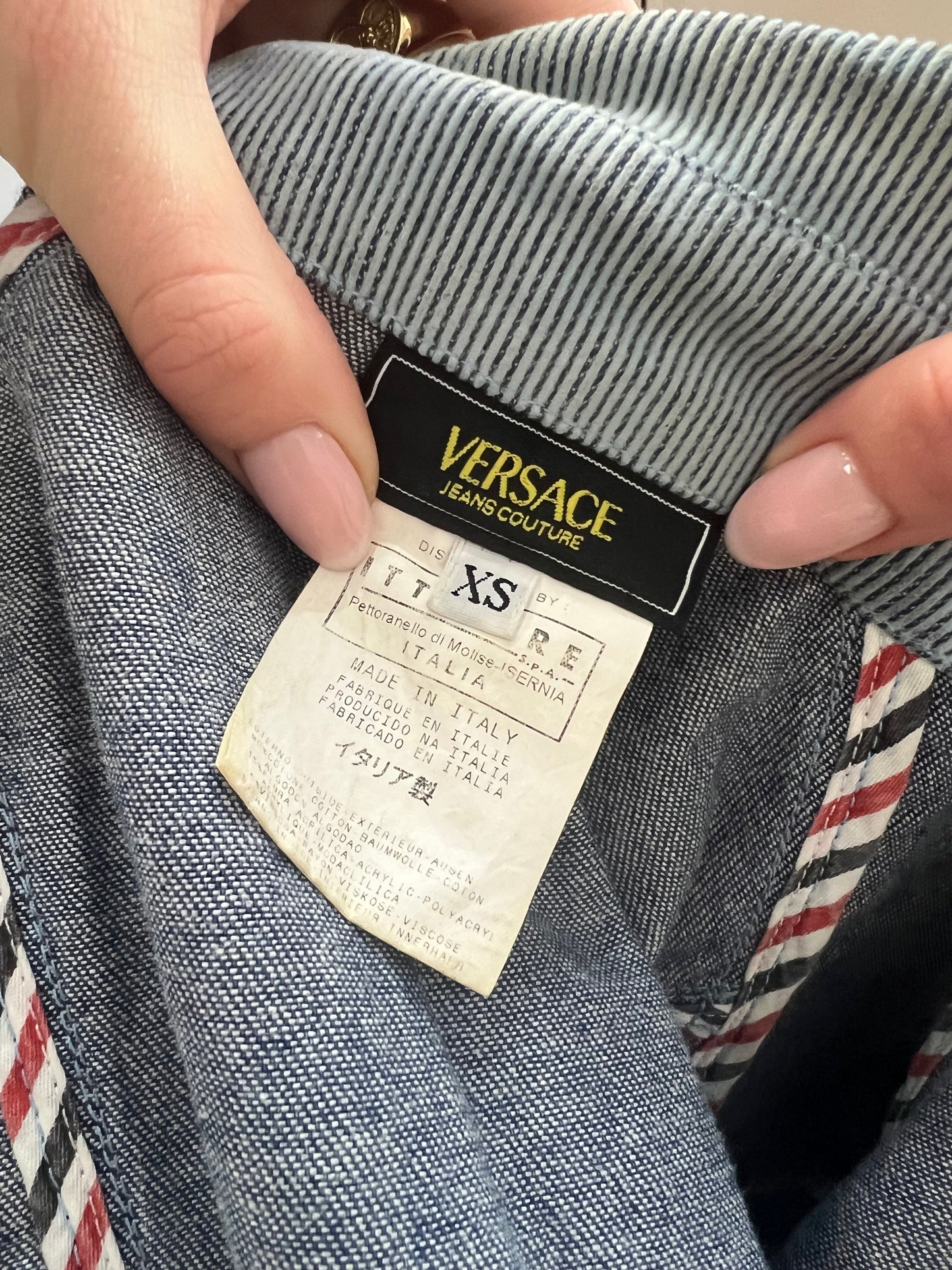 extra small blue ribbed versace jacket