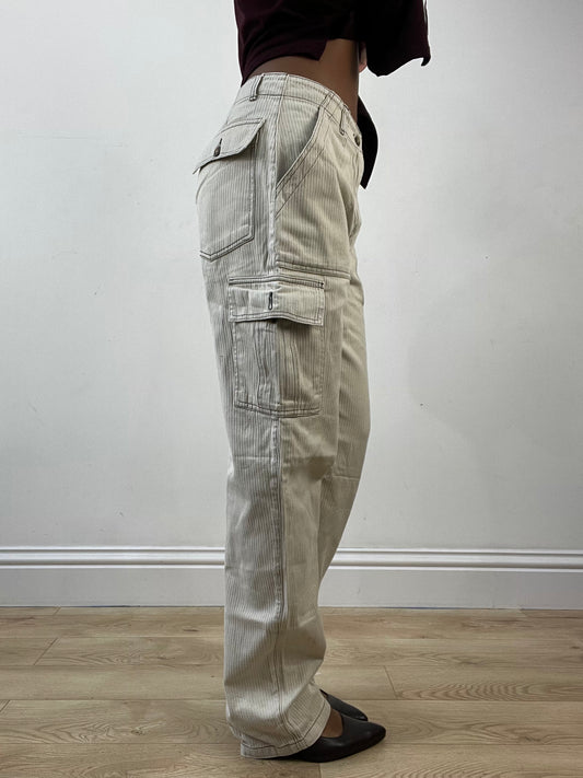 BEST PICKS | medium beige pinstripe trousers
