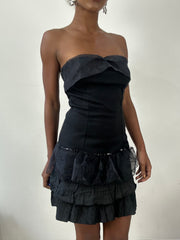 BEST PICKS | small black bandeau mini dress with ruffle skirt