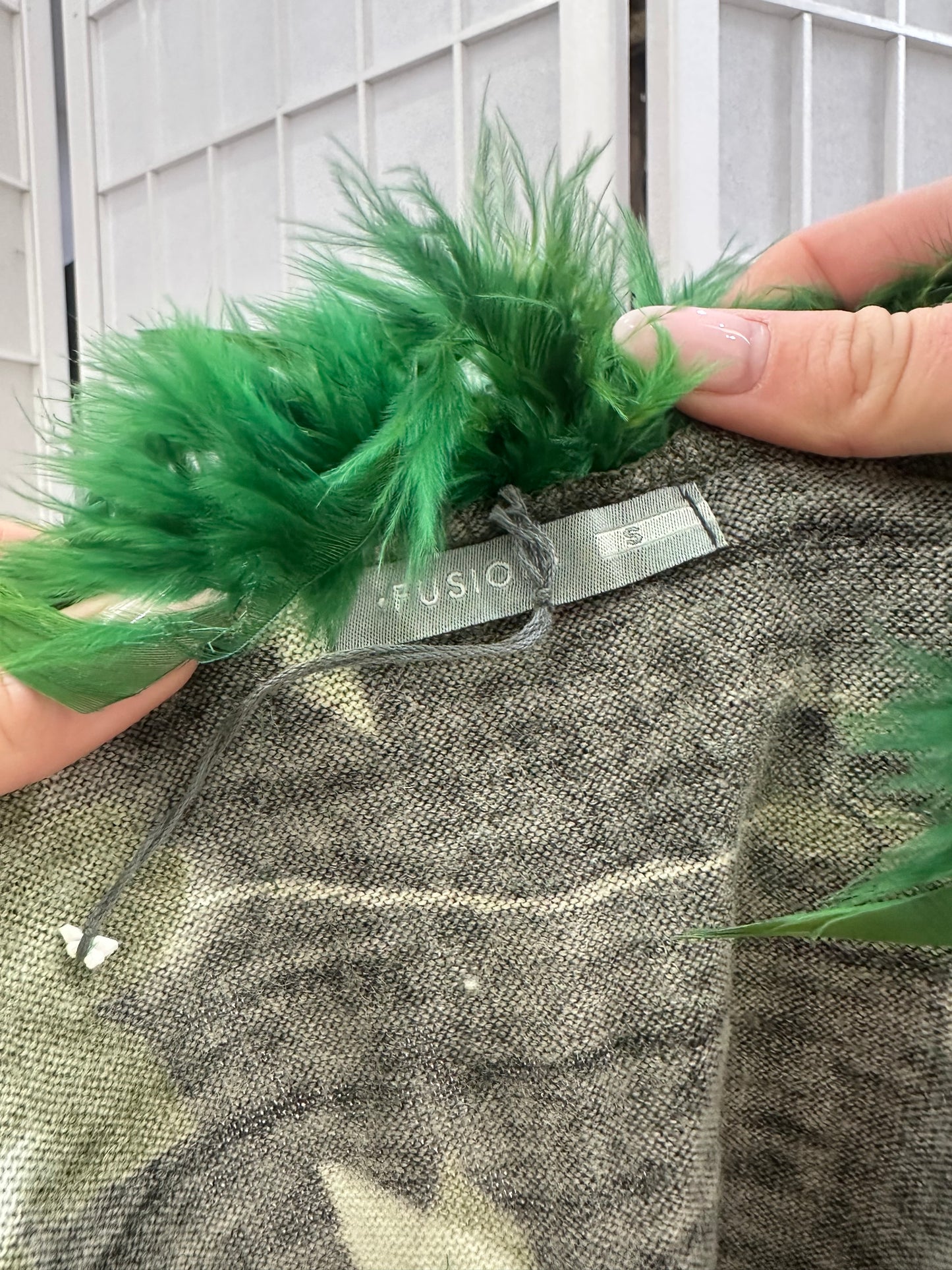 vintage edit ten | small green floral and feather cardigan