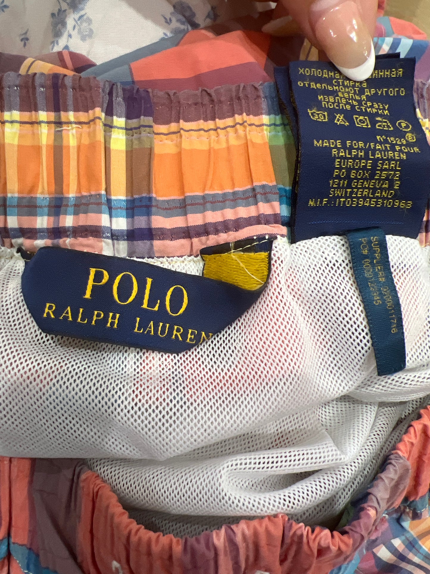 aquamarine drop | small polo ralph lauren multicolour plaid cargo long shorts