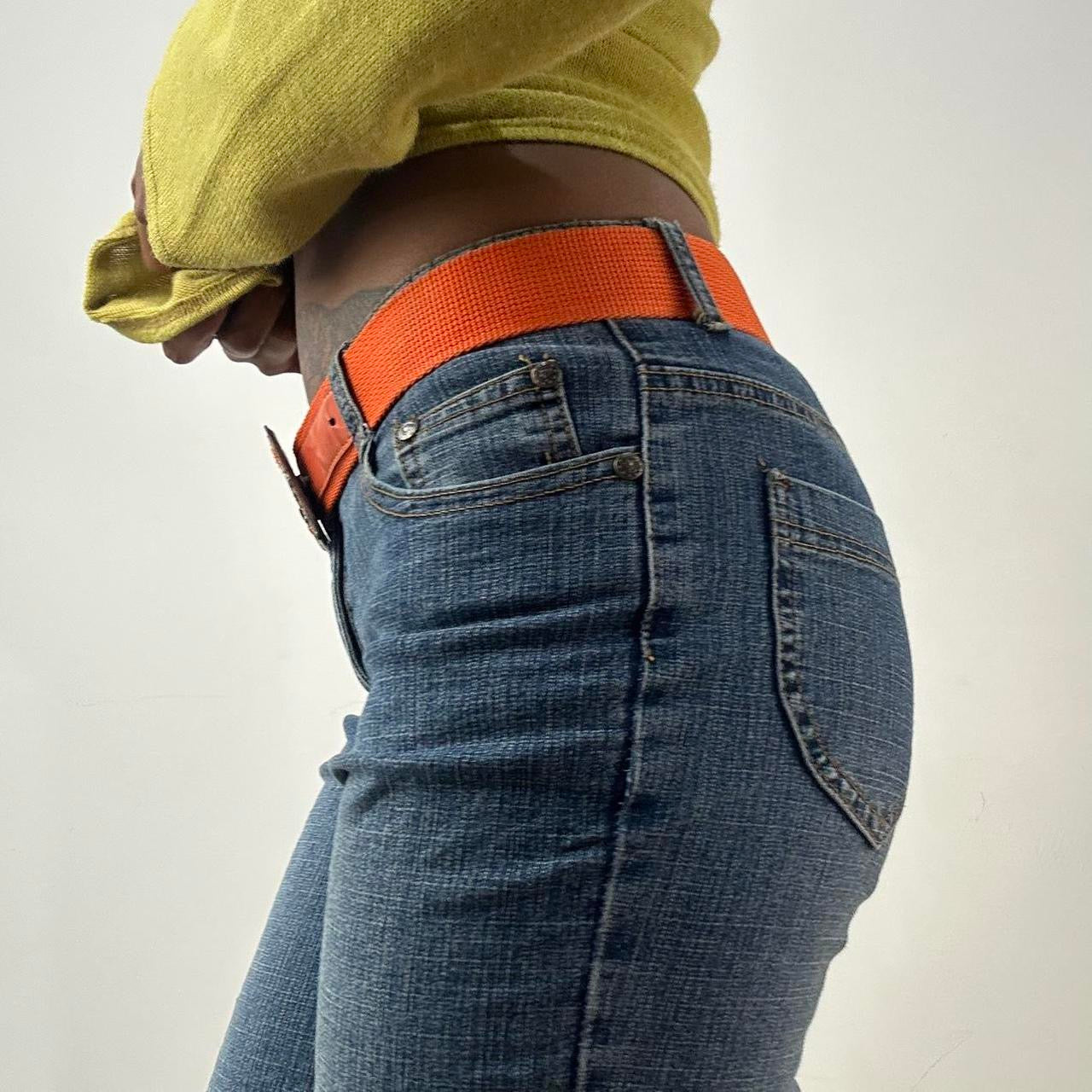 ⭐️💻 | one size orange nylon belt with silver beaded buckle