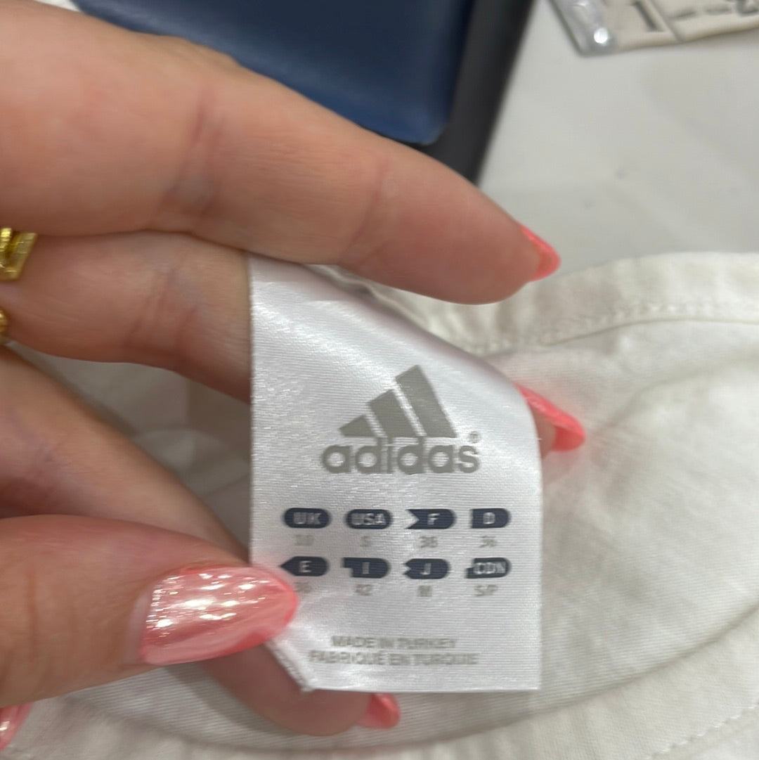 BEST PICKS | small white adidas t-shirt with logo spell out