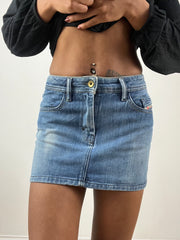 vintage edit thirty-four | extra small blue diesel denim mini skirt