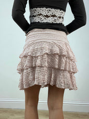 BEST PICKS | medium baby pink lace ruffle skirt