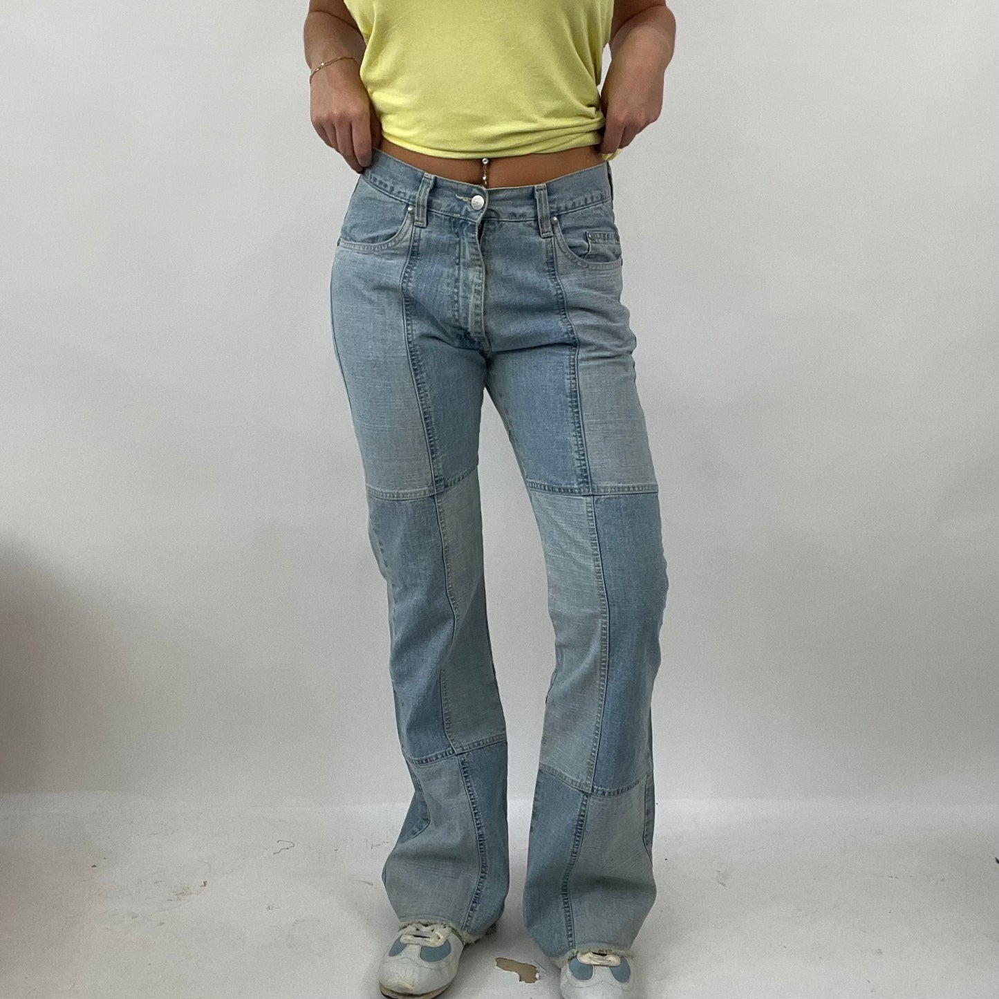 VINTAGE GEMS DROP | small light blue denim patchwork jeans