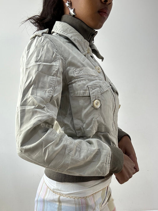 BEST PICKS | small light grey and brown bomber jacket