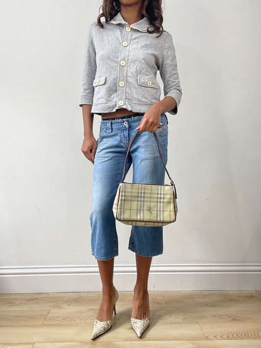 vintage edit: fashion week | cream and brown burberry monogram bag