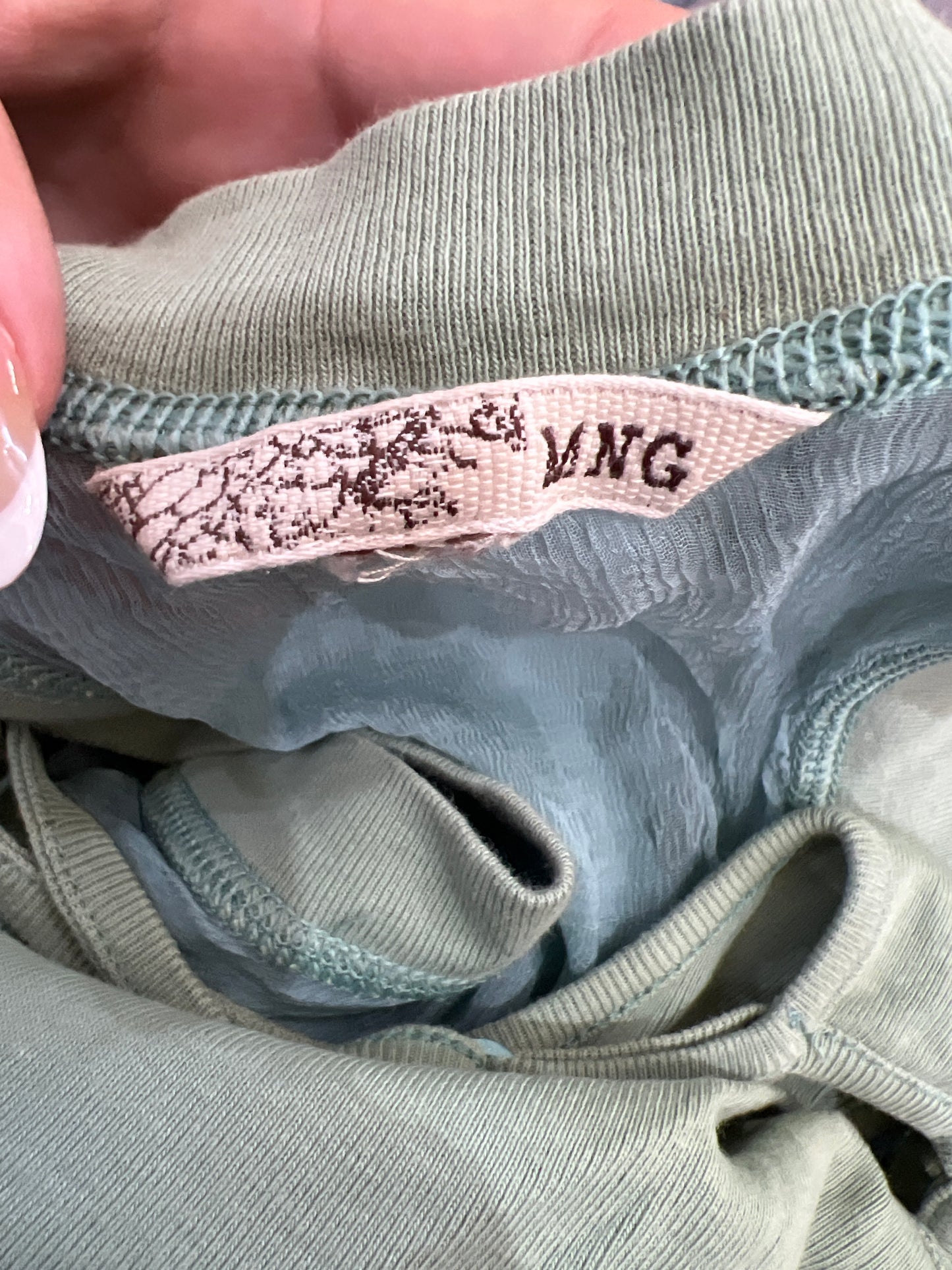 aquamarine drop | medium sage green layered tank top