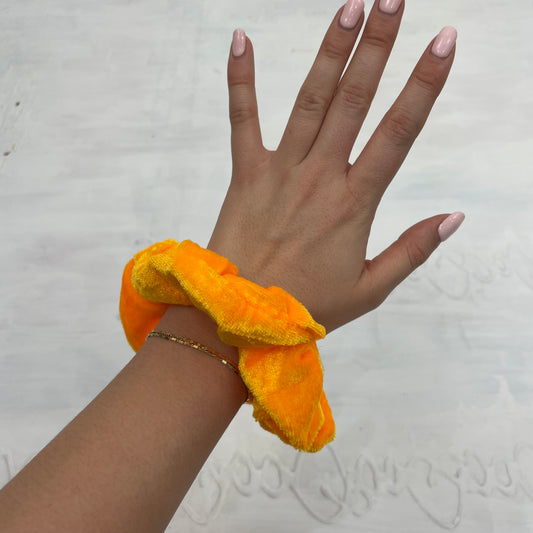 💻⭐️ | neon orange yellow velvet scrunchie