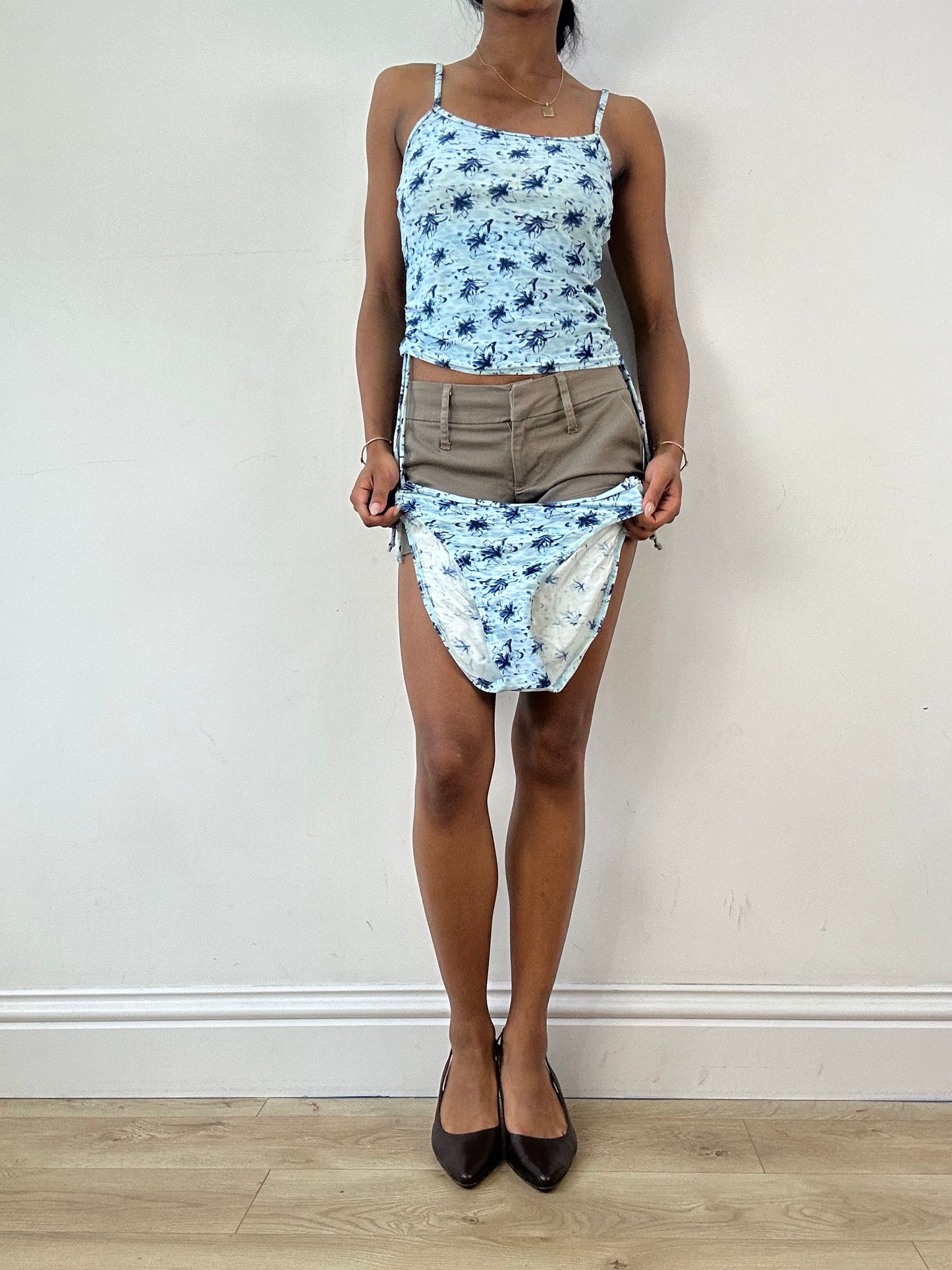vintage edit twenty-one | medium blue floral  tankini swim set