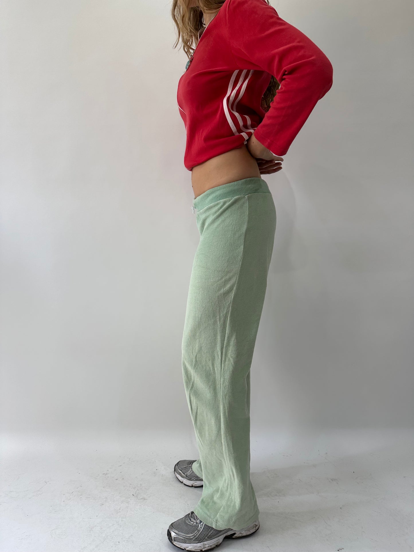 athleisure edit | small pale green towelling sweatpants