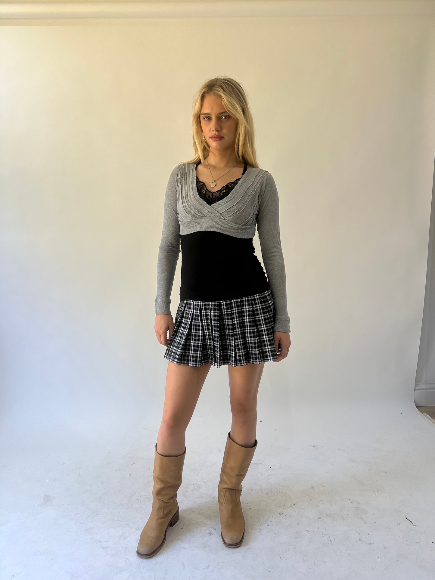 back to school drop | small grey cropped bolero cardigan