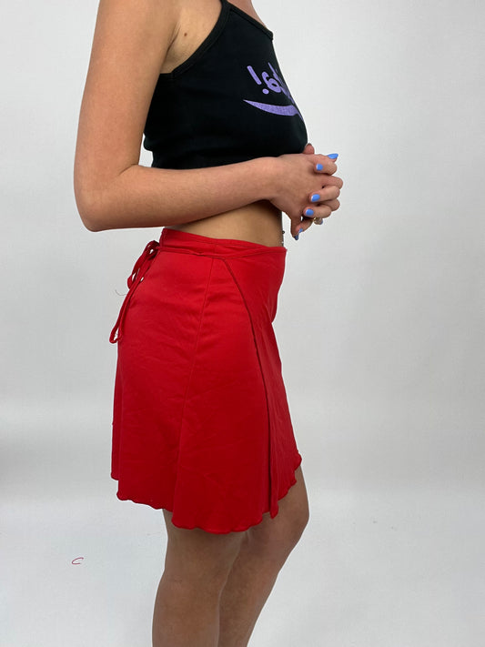 COCONUT GIRL DROP | small red tie up wrap skirt