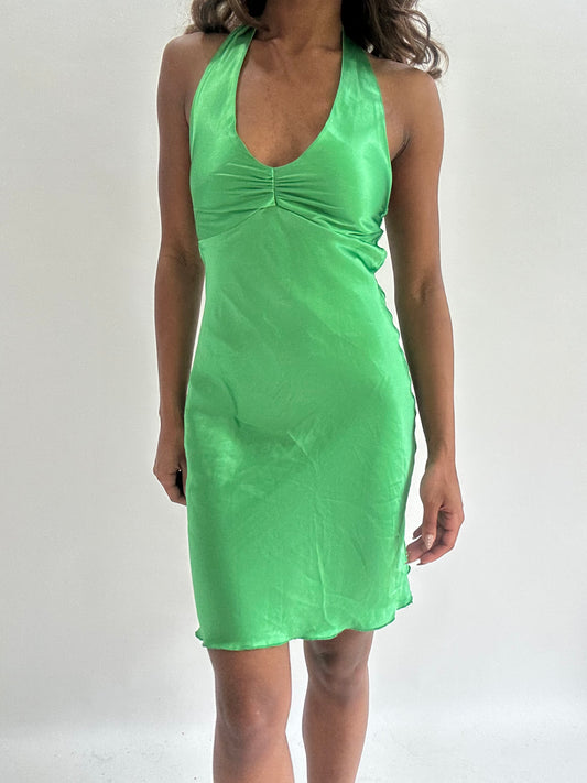 wedding guest drop | extra small/small green halterneck midi dress
