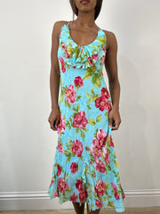BEST PICKS | small blue mesh overlay maxi dress